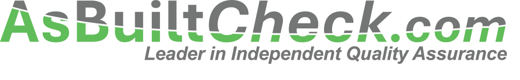 Logo of AsBuiltCheck.com, featuring green and gray text, with the tagline 'Leader in Independent Quality Assurance.'